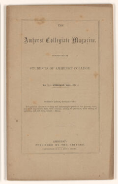Thumbnail for The Amherst collegiate magazine, 1855 February - Image 1