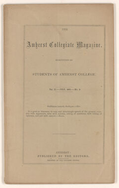 Thumbnail for The Amherst collegiate magazine, 1855 July - Image 1