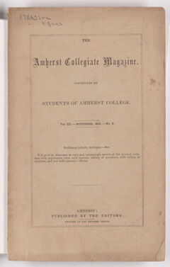 Thumbnail for The Amherst collegiate magazine, 1855 November - Image 1