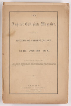 Thumbnail for The Amherst collegiate magazine, 1856 July - Image 1