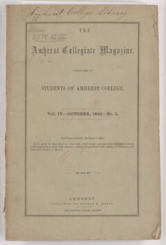 Thumbnail for The Amherst collegiate magazine, 1856 October - Image 1