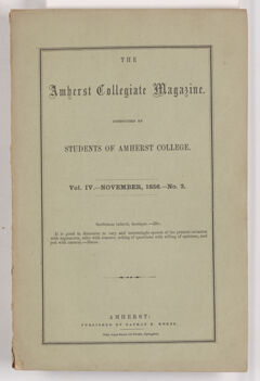 Thumbnail for The Amherst collegiate magazine, 1856 November - Image 1