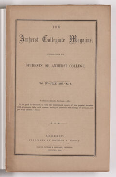Thumbnail for The Amherst collegiate magazine, 1857 July - Image 1