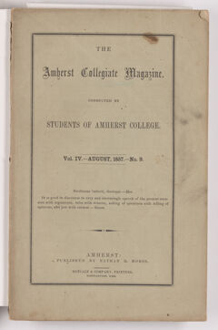 Thumbnail for The Amherst collegiate magazine, 1857 August - Image 1