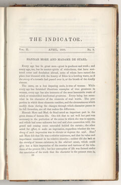 Thumbnail for The indicator, 1850 April - Image 1