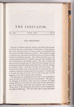 Thumbnail for The indicator, 1850 July - Image 1