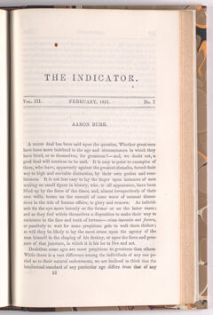 Thumbnail for The indicator, 1851 February - Image 1
