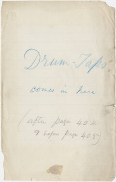 Thumbnail for Walt Whitman notation of page location for "Drum-Taps"