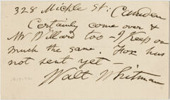 Thumbnail for Walt Whitman letter to Talcott Williams, 1891 September 22 - Image 1