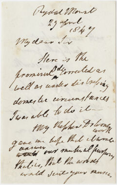 Thumbnail for William Wordsworth letter to Thomas Attwood Walmisley, 1847 April 29 - Image 1