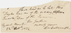 Thumbnail for William Wordsworth letter fragment to Messrs. Longman, 1826 November 22 - Image 1
